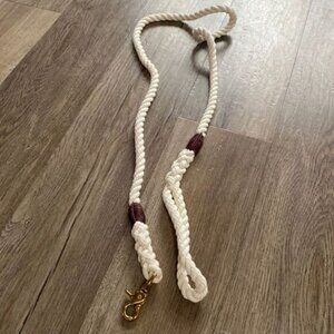 NEW Wiggly Woos Cotton Rope Dog Leash | Natural Cotton & Brass | 5 ft Length